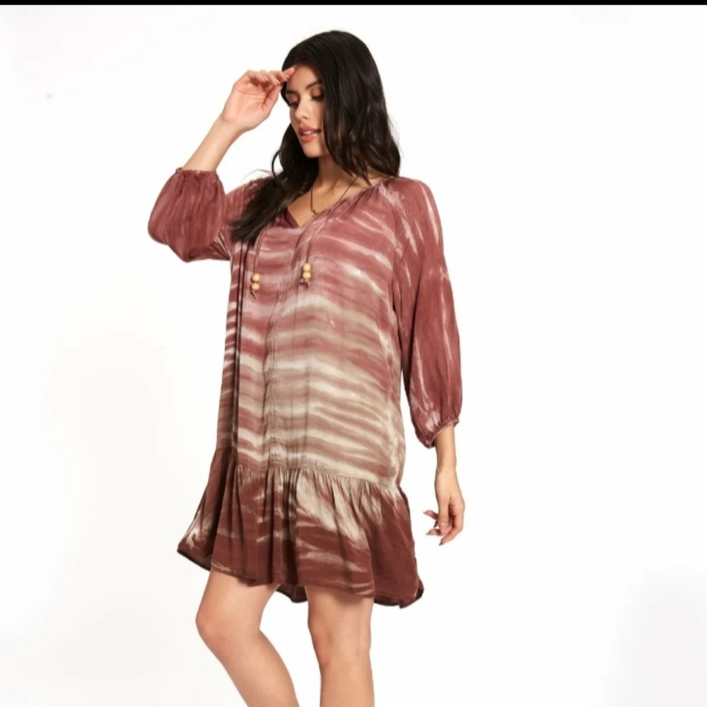 River + Sky Brown tie dye Simone dress tunic Wilder XS